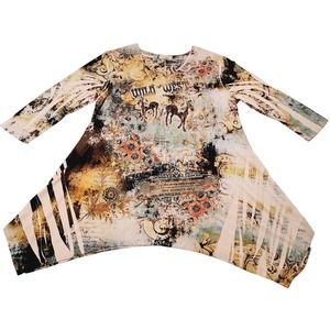 Cactus Women's Tunic Blouse Wild West Print Medium Polyester/Nylon